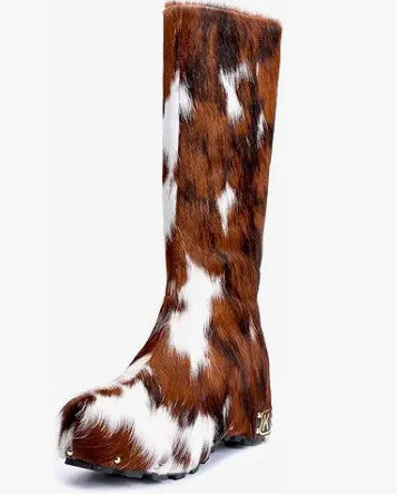 women cowhide snow boots