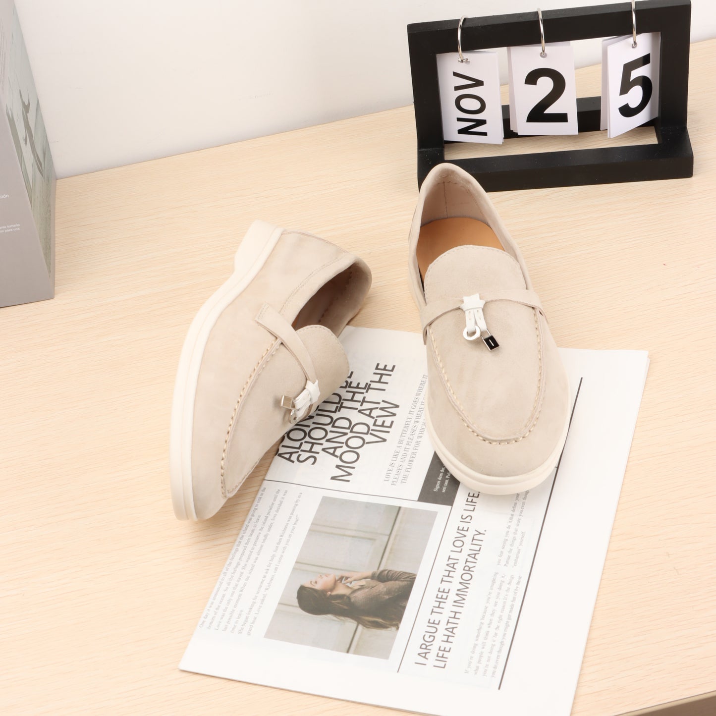 Summer suede and leather sneakers, round-ended flat shoes for men and women, casual sneakers, comfortable mules, lazy shoes for women