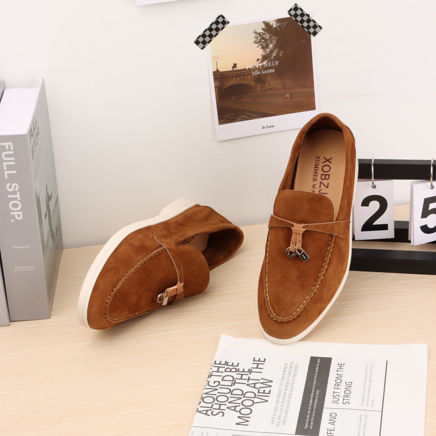 Summer suede and leather sneakers, round-ended flat shoes for men and women, casual sneakers, comfortable mules, lazy shoes for women