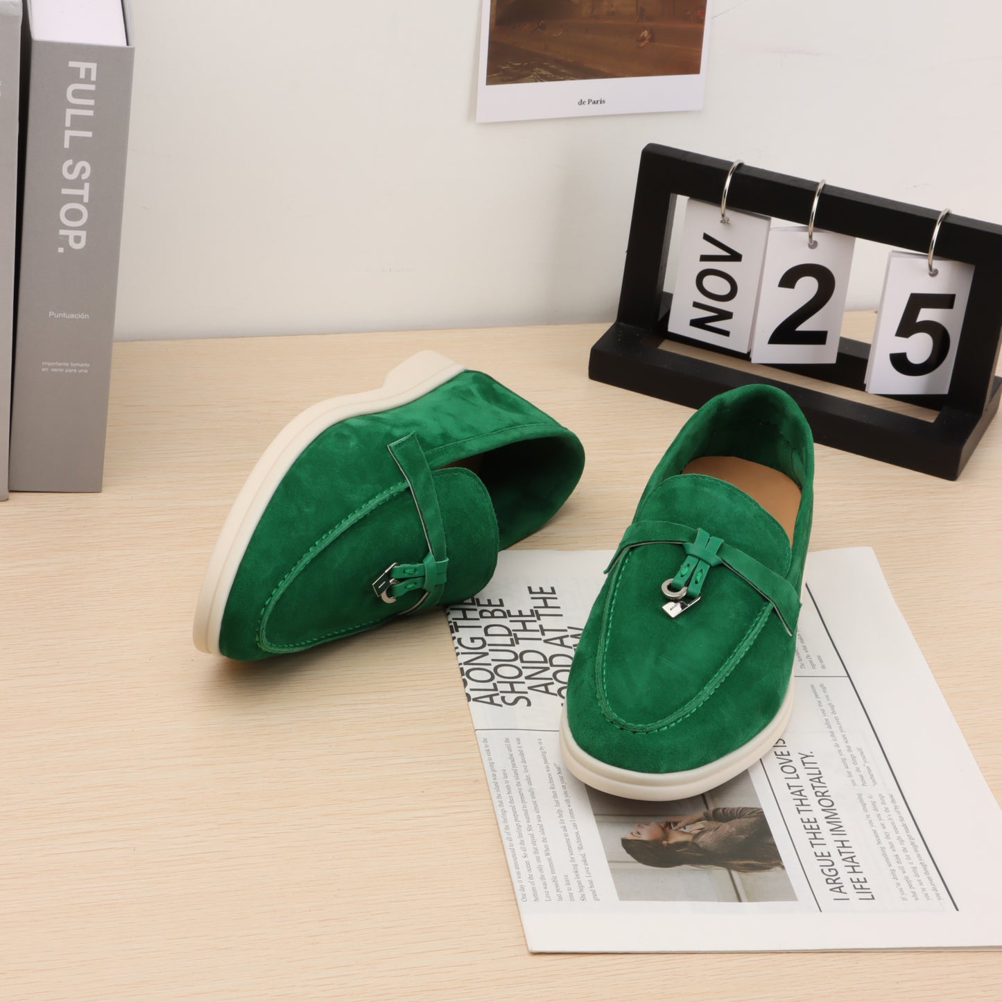 Summer suede and leather sneakers, round-ended flat shoes for men and women, casual sneakers, comfortable mules, lazy shoes for women