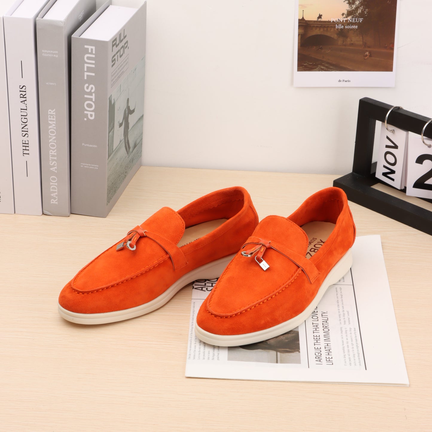 Summer suede and leather sneakers, round-ended flat shoes for men and women, casual sneakers, comfortable mules, lazy shoes for women