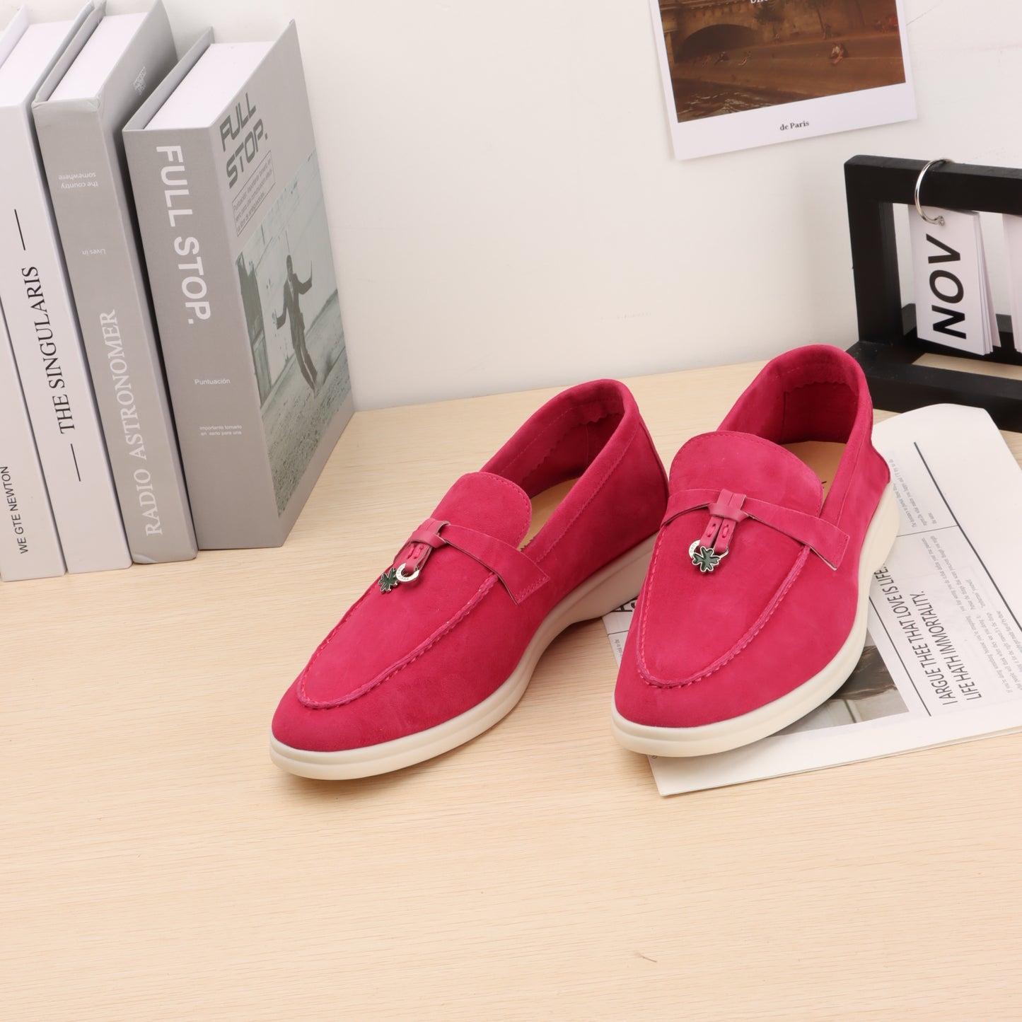 Summer suede and leather sneakers, round-ended flat shoes for men and women, casual sneakers, comfortable mules, lazy shoes for women