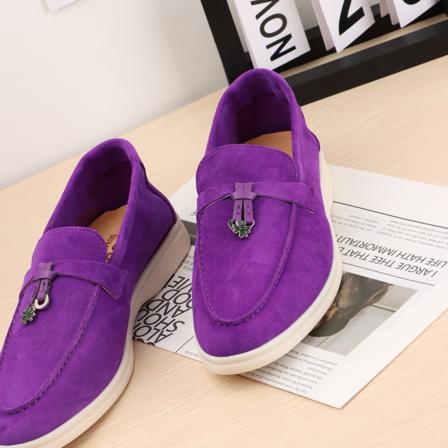 Summer suede and leather sneakers, round-ended flat shoes for men and women, casual sneakers, comfortable mules, lazy shoes for women