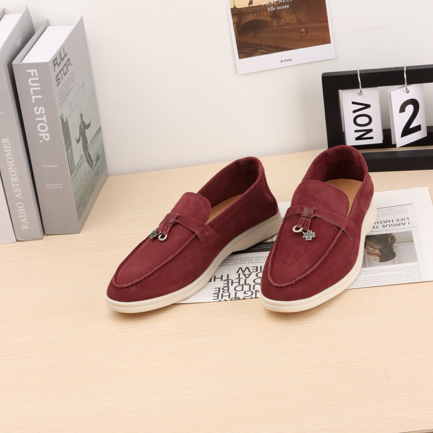 Summer suede and leather sneakers, round-ended flat shoes for men and women, casual sneakers, comfortable mules, lazy shoes for women