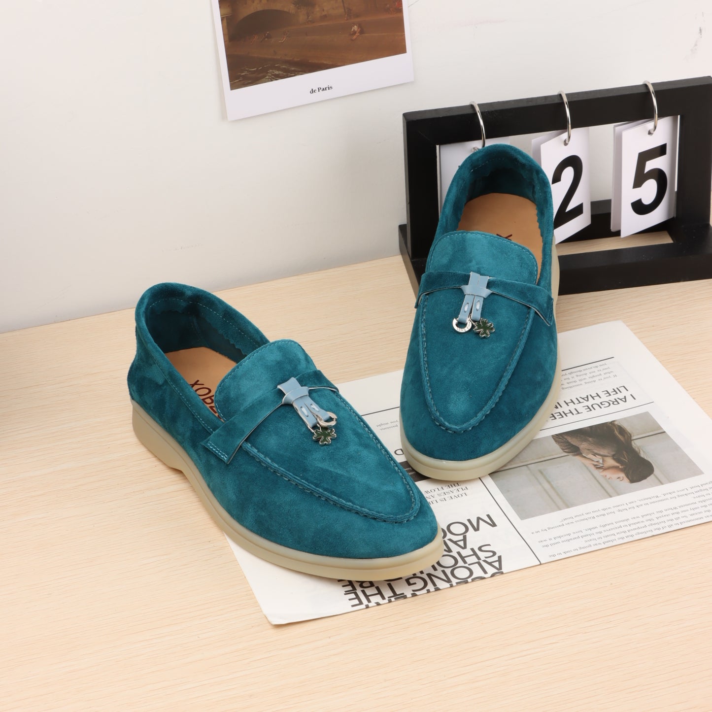 Summer suede and leather sneakers, round-ended flat shoes for men and women, casual sneakers, comfortable mules, lazy shoes for women