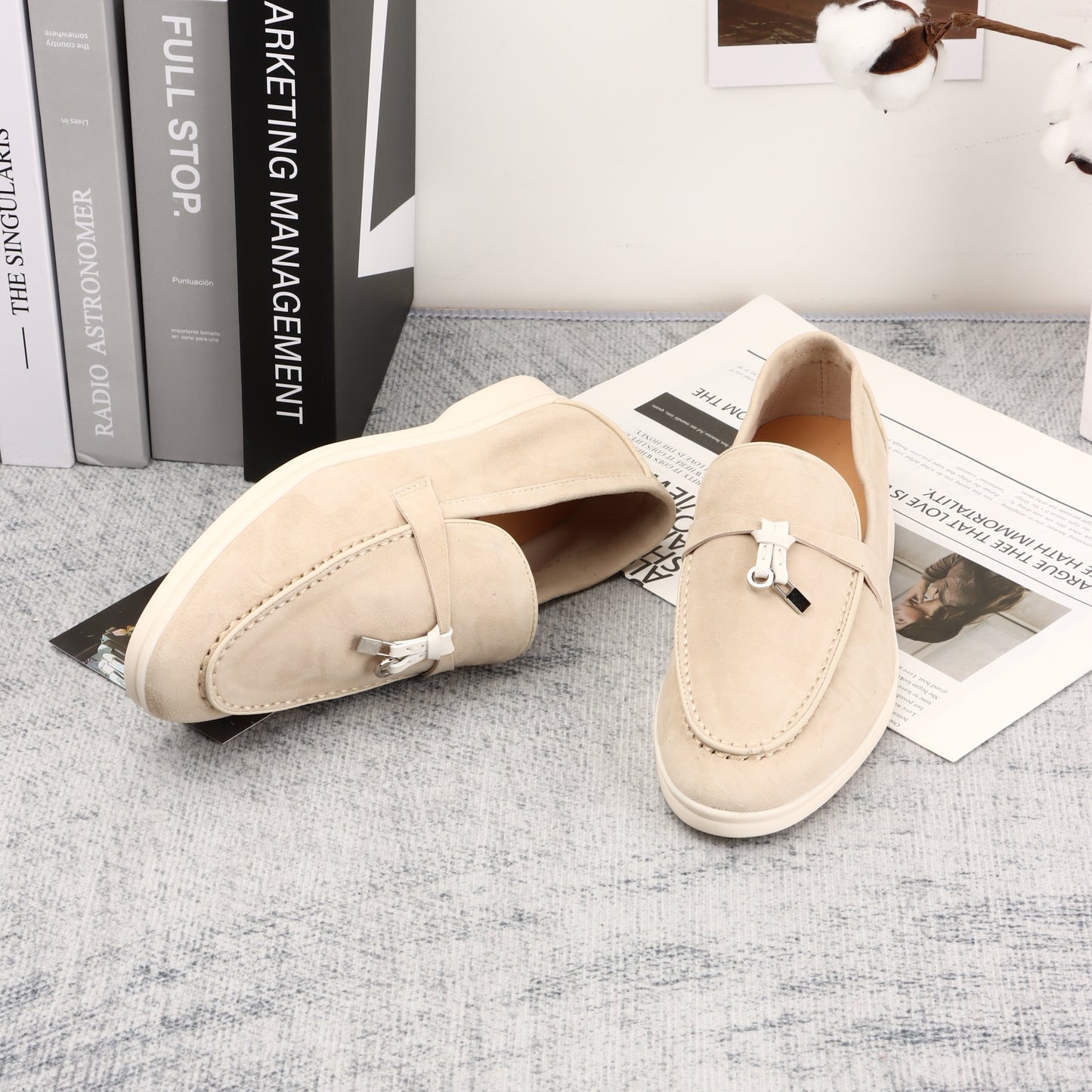 Woman Shoes None Adult Other Women Rubber Stitching Flats Loafers Real